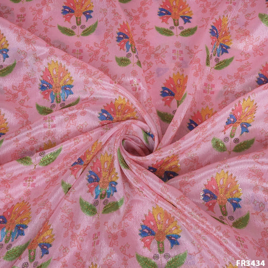 Position Printed Sequins Chinnon Fabric-FR3434