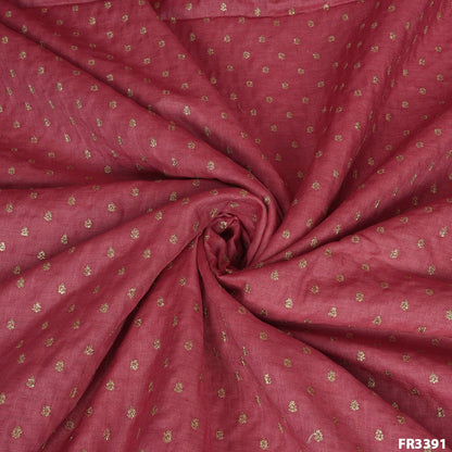 Embroidered Zari Pure Tussar Silk Fabric-FR3391