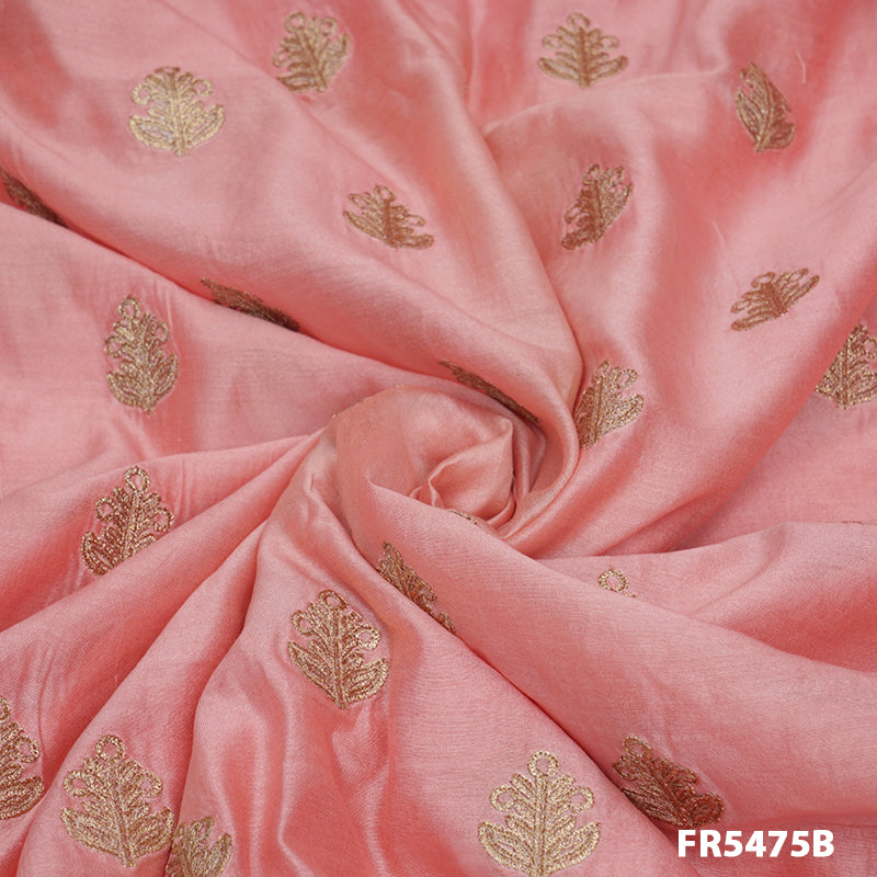 Embroidered  Pure Silk Chanderi Fabric-FR5475