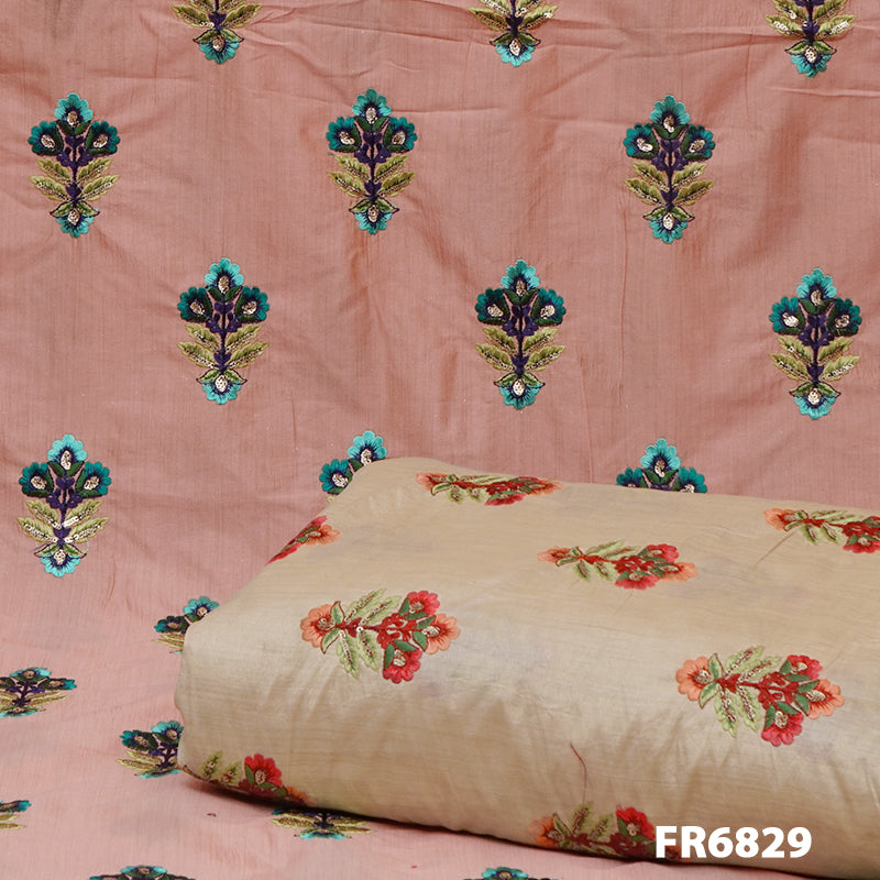 Embroidered Sequins Bamboo Silk Fabric 6829
