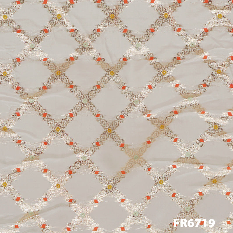 Dyeable Zari Organza Fabric-FR6719