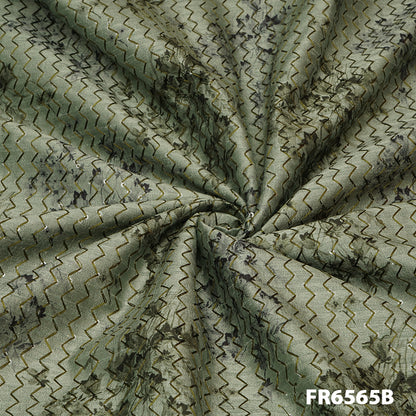 Printed Embroidered Sequins Raw Silk Fabric 6565