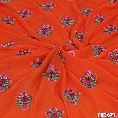 Embroidered Georgette Fabric-FR3671