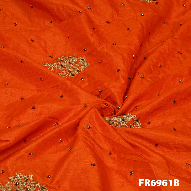 Zari Moti Semi Raw Silk Fabric FR6961