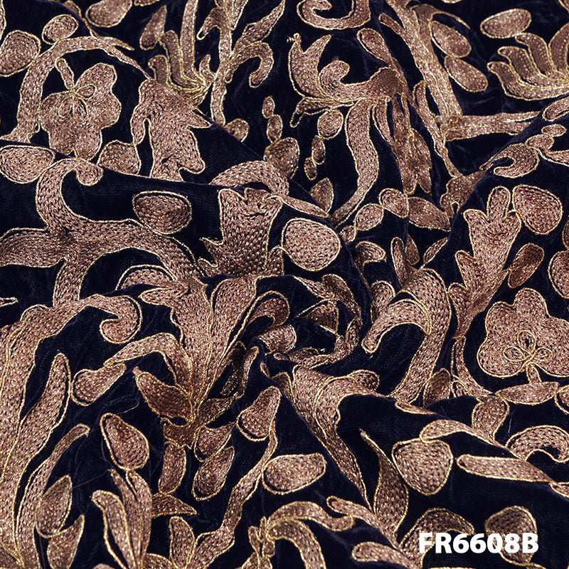 Embroidered Velvet Fabric-FR6608