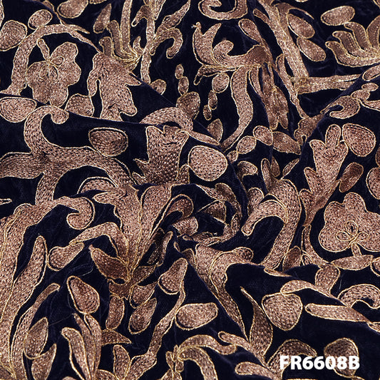 Embroidered Velvet Fabric-FR6608