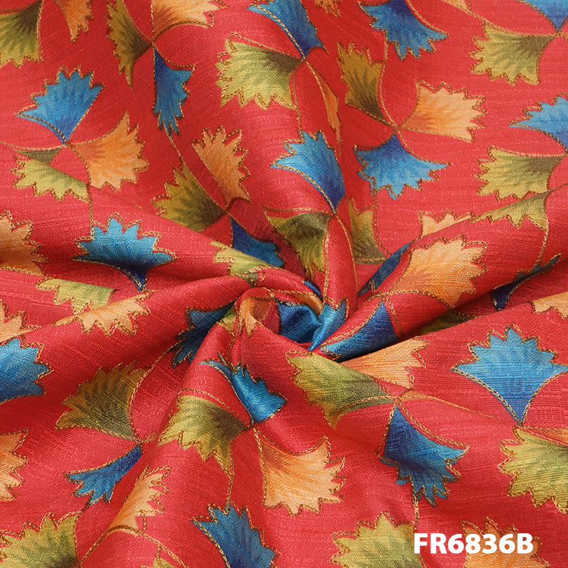 Zari Printed Linen Silk Fabric FR6836