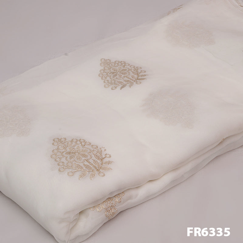 Embroidered Sequins Organza Fabric - FR6335