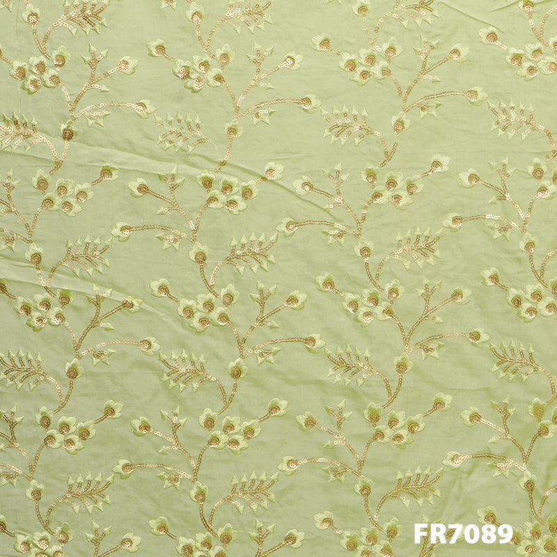 Embroidered Sequins Uppada Silk Fabric-Fr7089