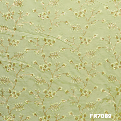 Embroidered Sequins Uppada Silk Fabric-Fr7089