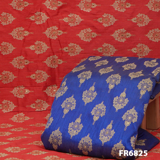 Embroidered Dupion Silk Fabric-Fr6825