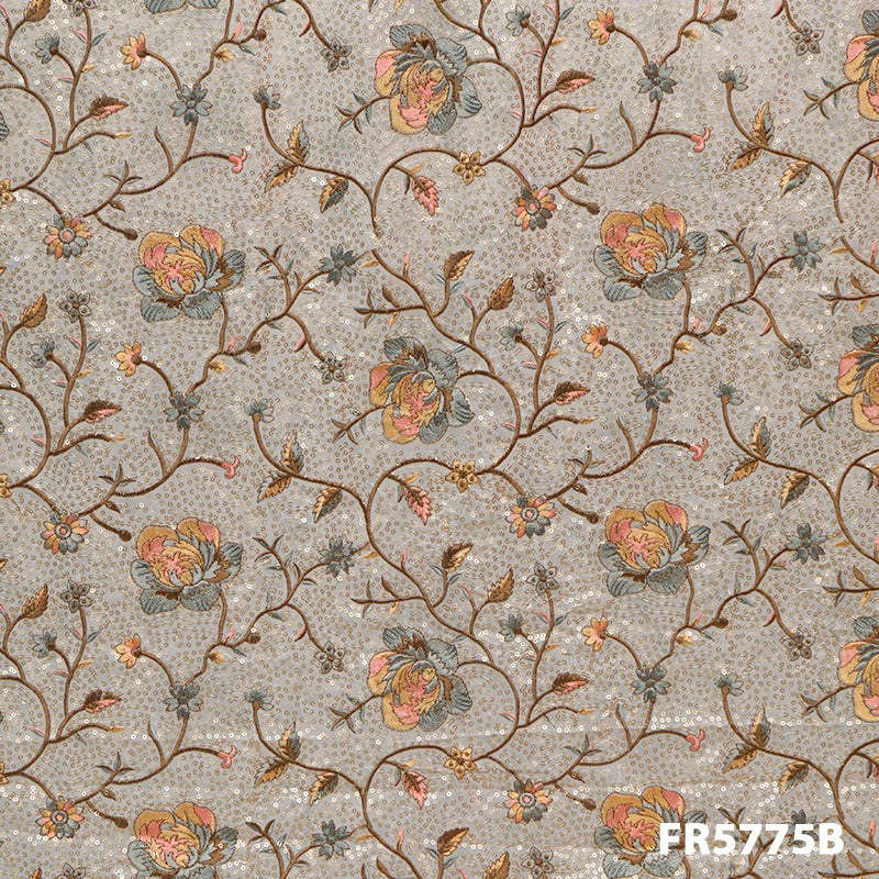 Embroidered Sequins Georgette Fabric-Fr5775
