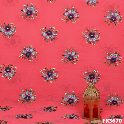 Embroidered Georgette Fabric-FR3670
