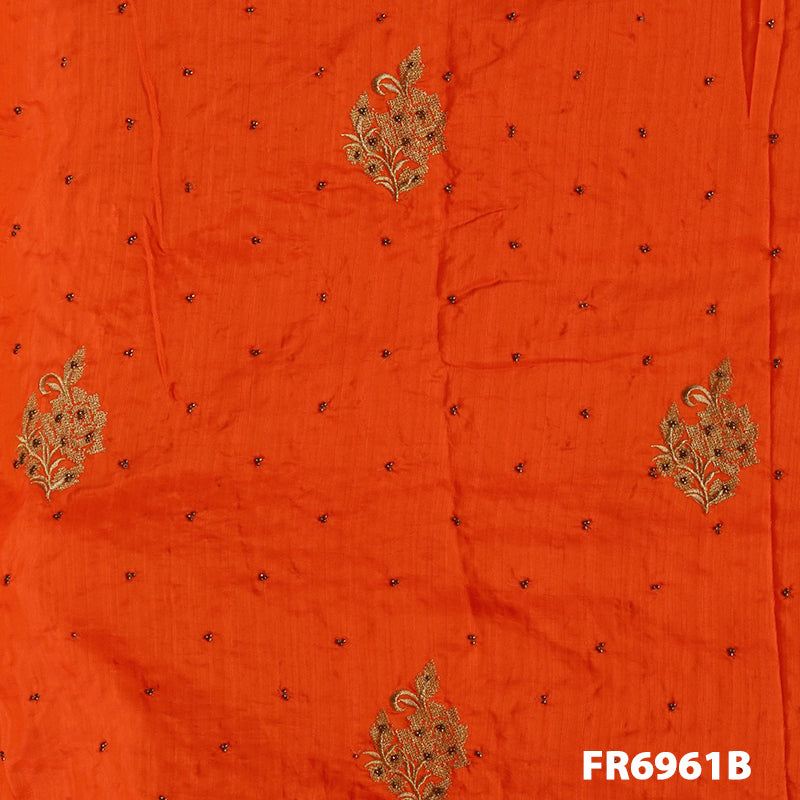 Zari Moti Semi Raw Silk Fabric FR6961