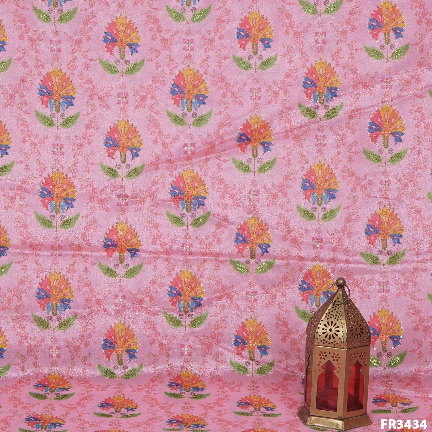 Position Printed Sequins Chinnon Fabric-FR3434