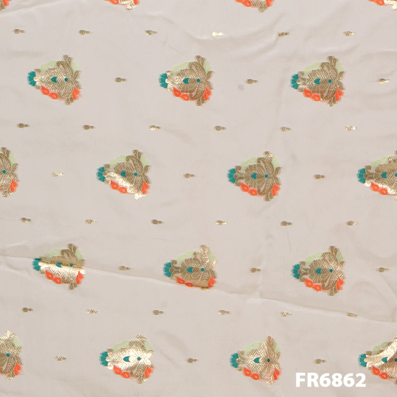 Dyeable Zari Embroidered Organza Fabric-Fr6862