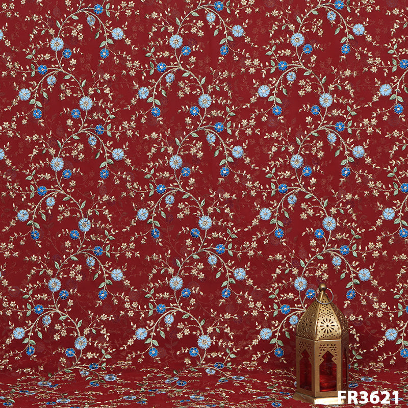 Embroidered Georgette Fabric-FR3621