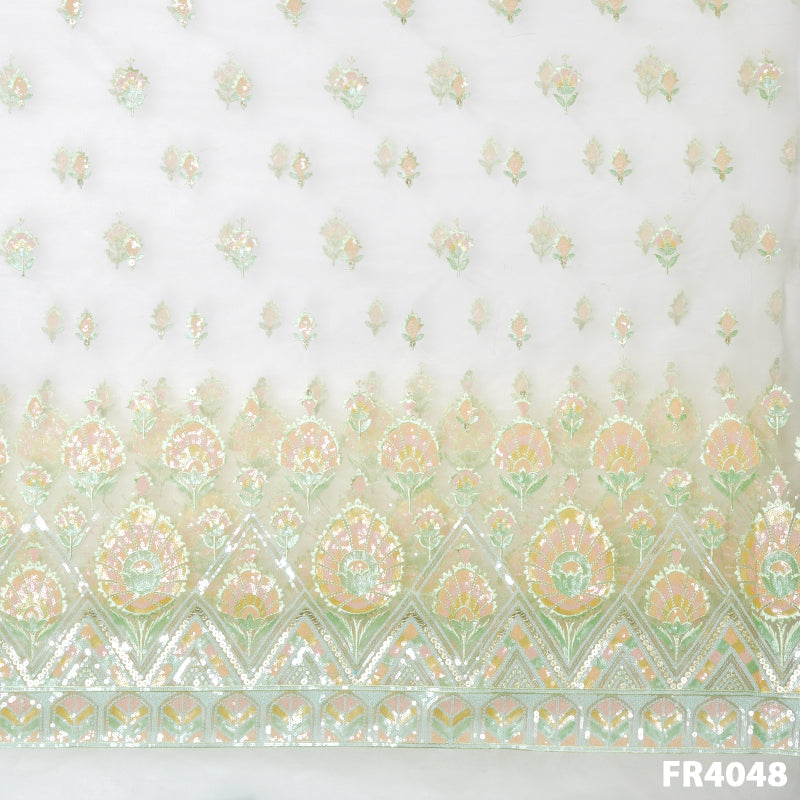 Embroidered Sequins Net Fabric-FR4048