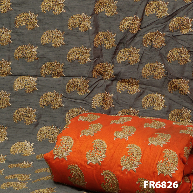 Embroidered Dupion Silk Fabirc FR6826