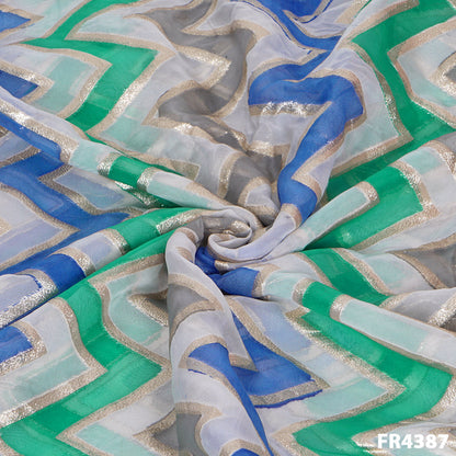 Zari Zig Zag Organza Fabric-FR4387