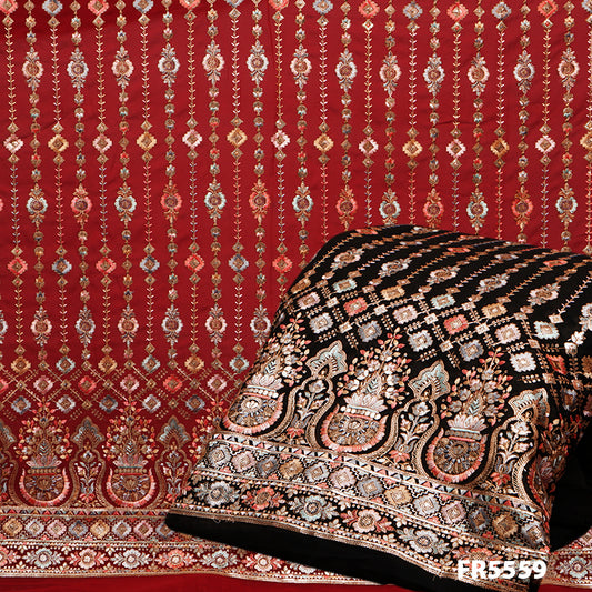 Embroidered Sequins Georgette Fabric-FR5559