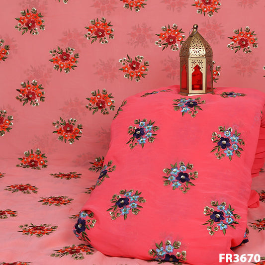Embroidered Georgette Fabric-FR3670