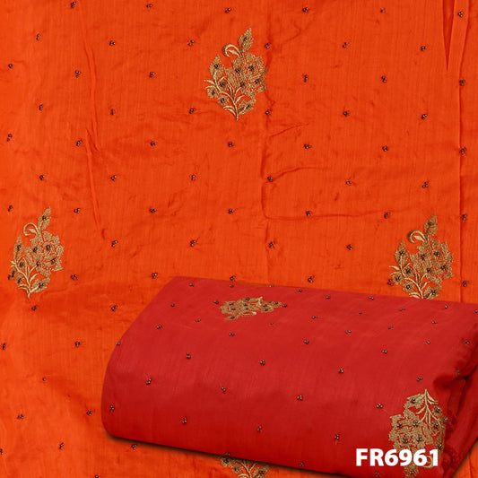 Zari Moti Semi Raw Silk Fabric FR6961