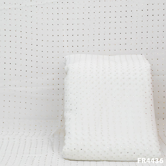 Dyeable Mukaish Georgette Fabric-FR4426