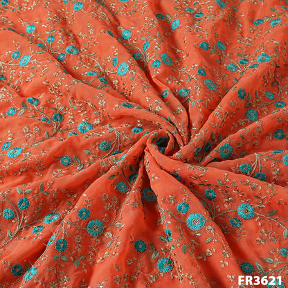 Embroidered Georgette Fabric-FR3621