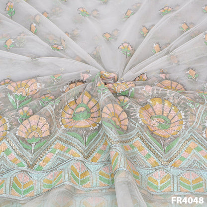 Embroidered Sequins Net Fabric-FR4048