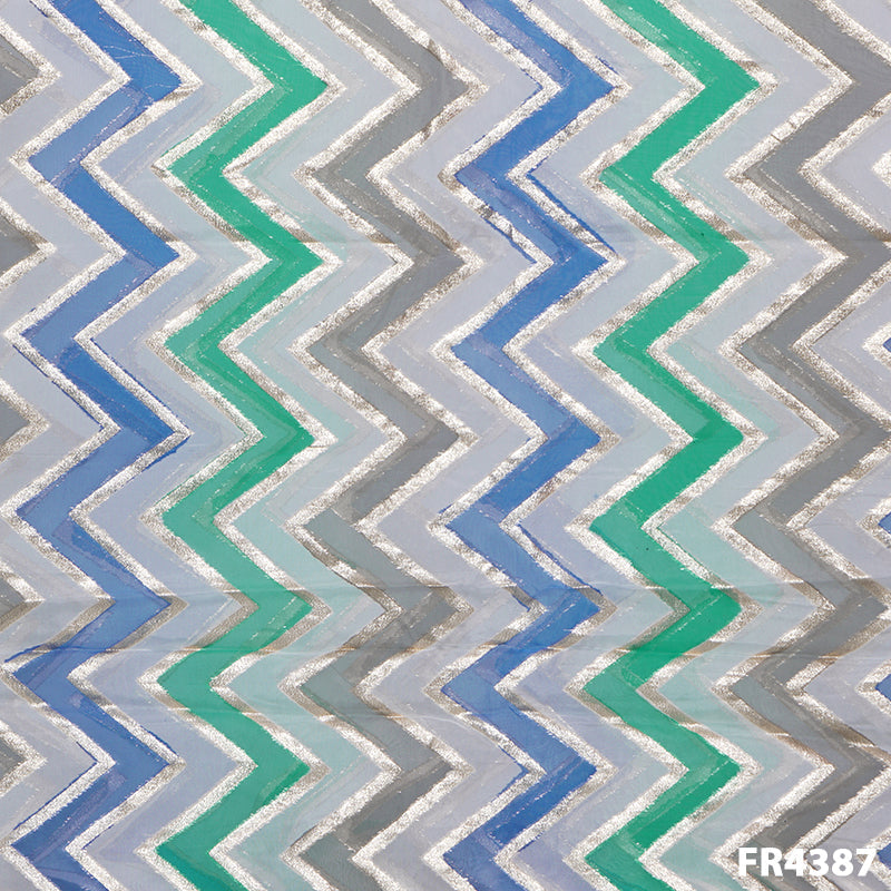 Zari Zig Zag Organza Fabric-FR4387