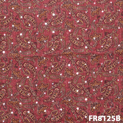 Embroidered Faux Mirror Georgette fabric-FR8125