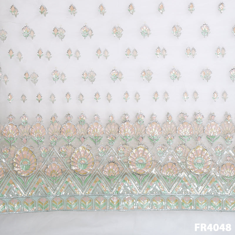 Embroidered Sequins Net Fabric-FR4048