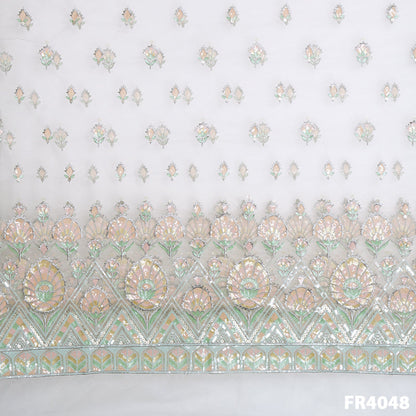 Embroidered Sequins Net Fabric-FR4048