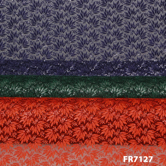 Embroidered Sequins Net Fabric-FR7127