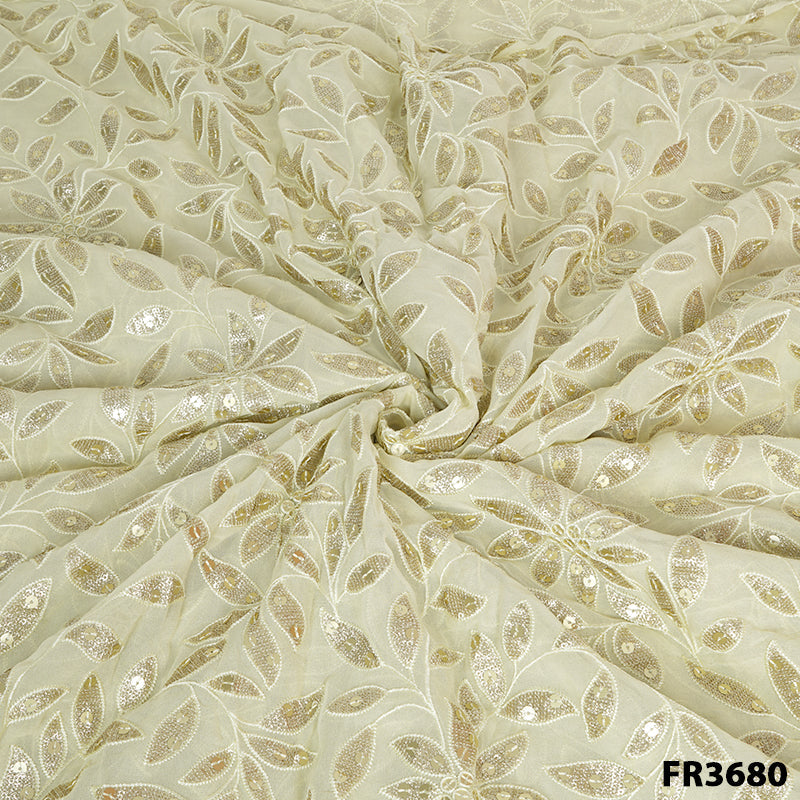 Embroidered Sequins Georgette Fabric-FR3680
