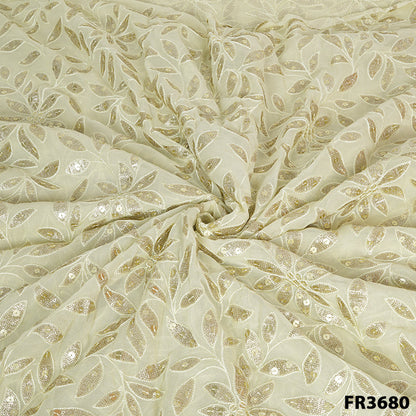 Embroidered Sequins Georgette Fabric-FR3680