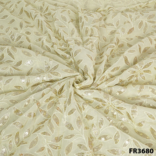 Embroidered Sequins Georgette Fabric-FR3680
