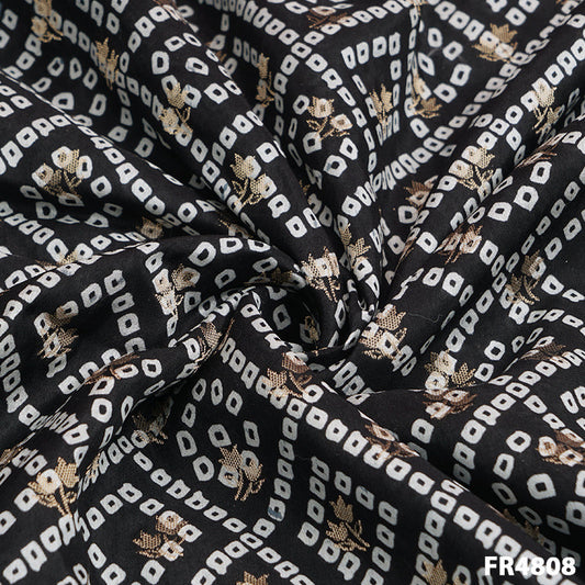 Bandhani Print Banarasi Silk Fabric-Fr4808