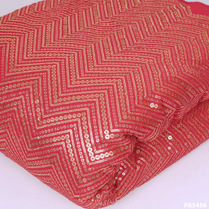 Zig Zag Sequins Chinon Chiffon Fabric -FR3456