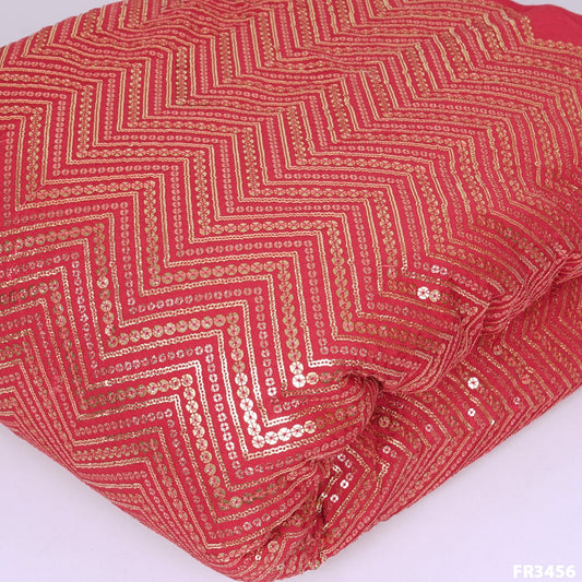 Zig Zag Sequins Chinon Chiffon Fabric -FR3456