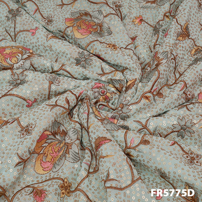 Embroidered Sequins Georgette Fabric-Fr5775