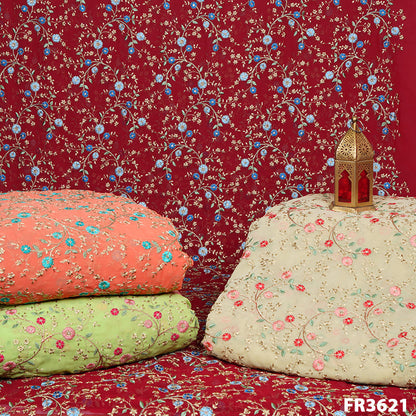 Embroidered Georgette Fabric-FR3621