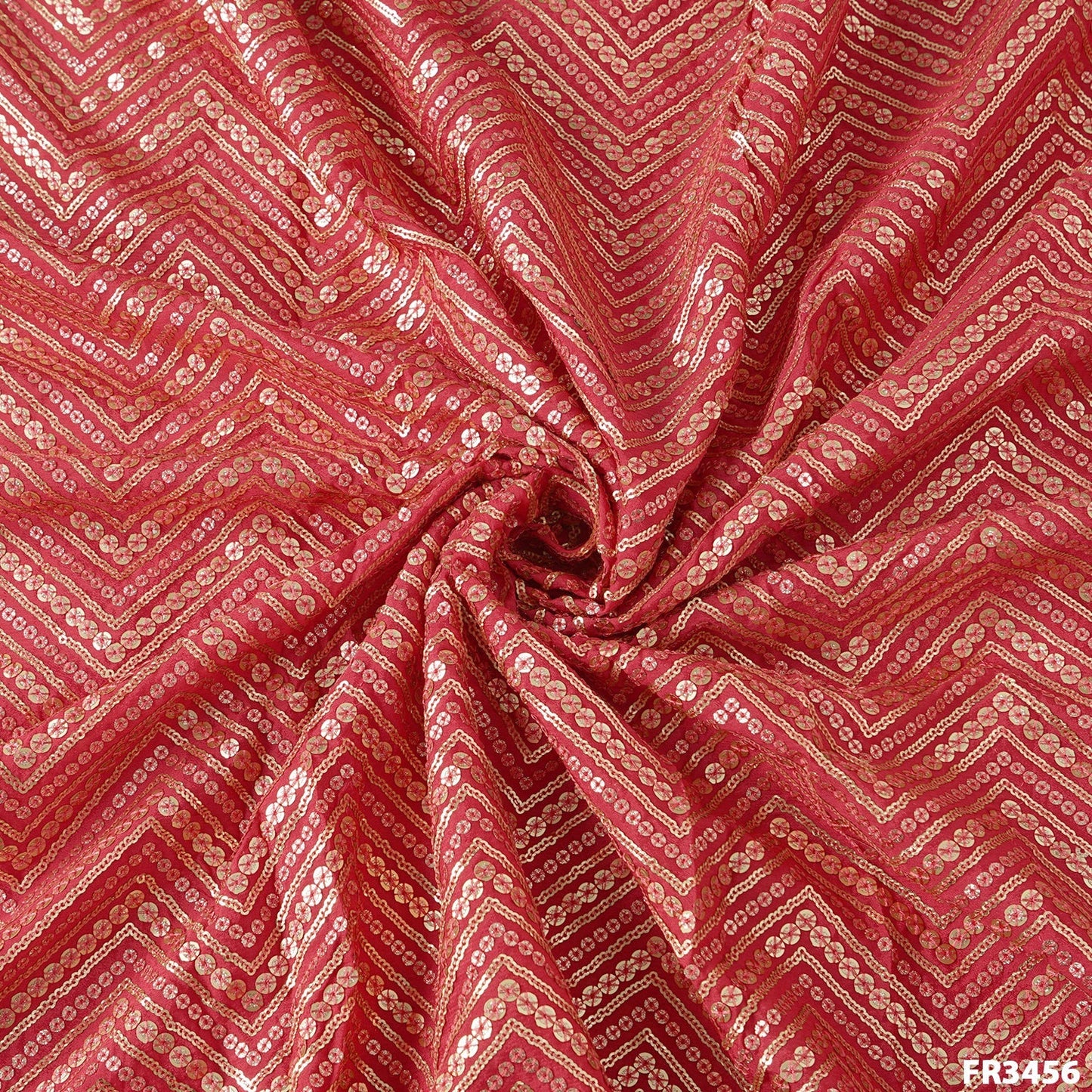 Zig Zag Sequins Chinon Chiffon Fabric -FR3456