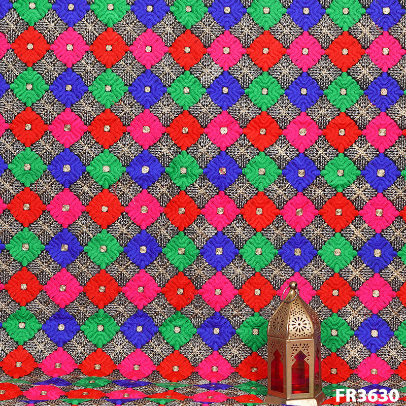 Heavy Embroidered Georgette Fabric-FR3630