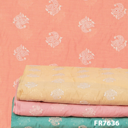 Embroidered Chanderi Fabric-FR7636