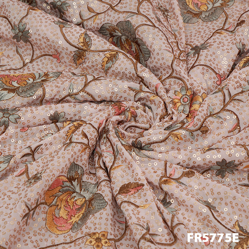 Embroidered Sequins Georgette Fabric-Fr5775